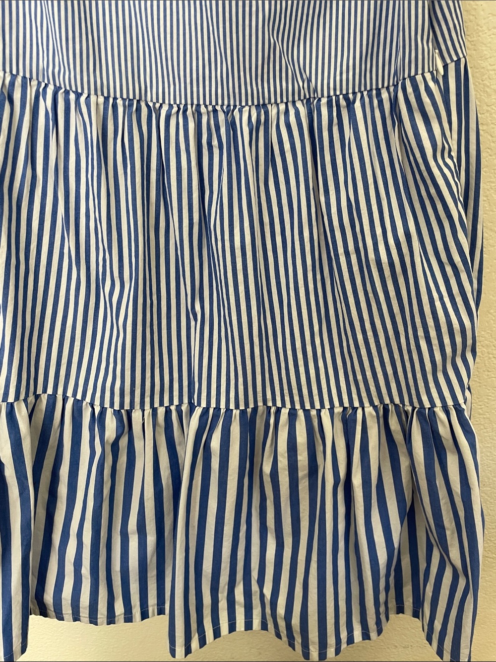J. Crew Blue & White Striped Sleeveless Tiered Dress cottage core 2 cotton - Picture 5 of 6
